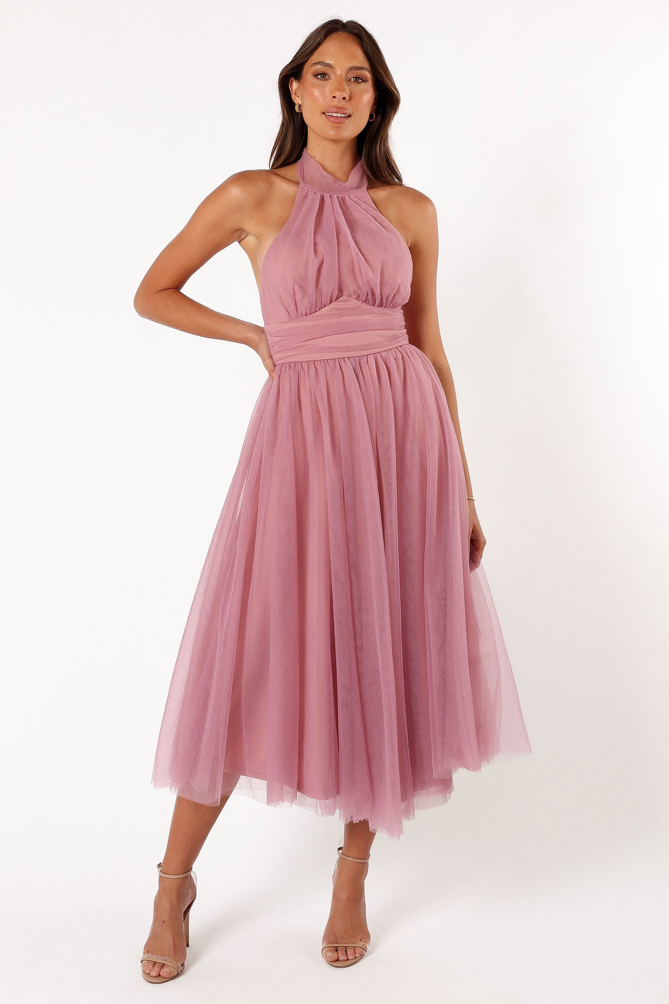 Petal and Pup USA DRESSES Aletta Halterneck Midi Dress - Pink
