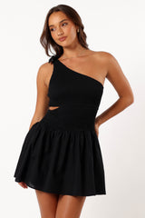 Petal and Pup USA DRESSES Allison One Shoulder Mini Dress - Black