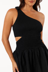 Petal and Pup USA DRESSES Allison One Shoulder Mini Dress - Black