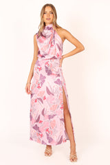 Petal and Pup USA DRESSES Amelia Halterneck Maxi Dress - Pink Floral