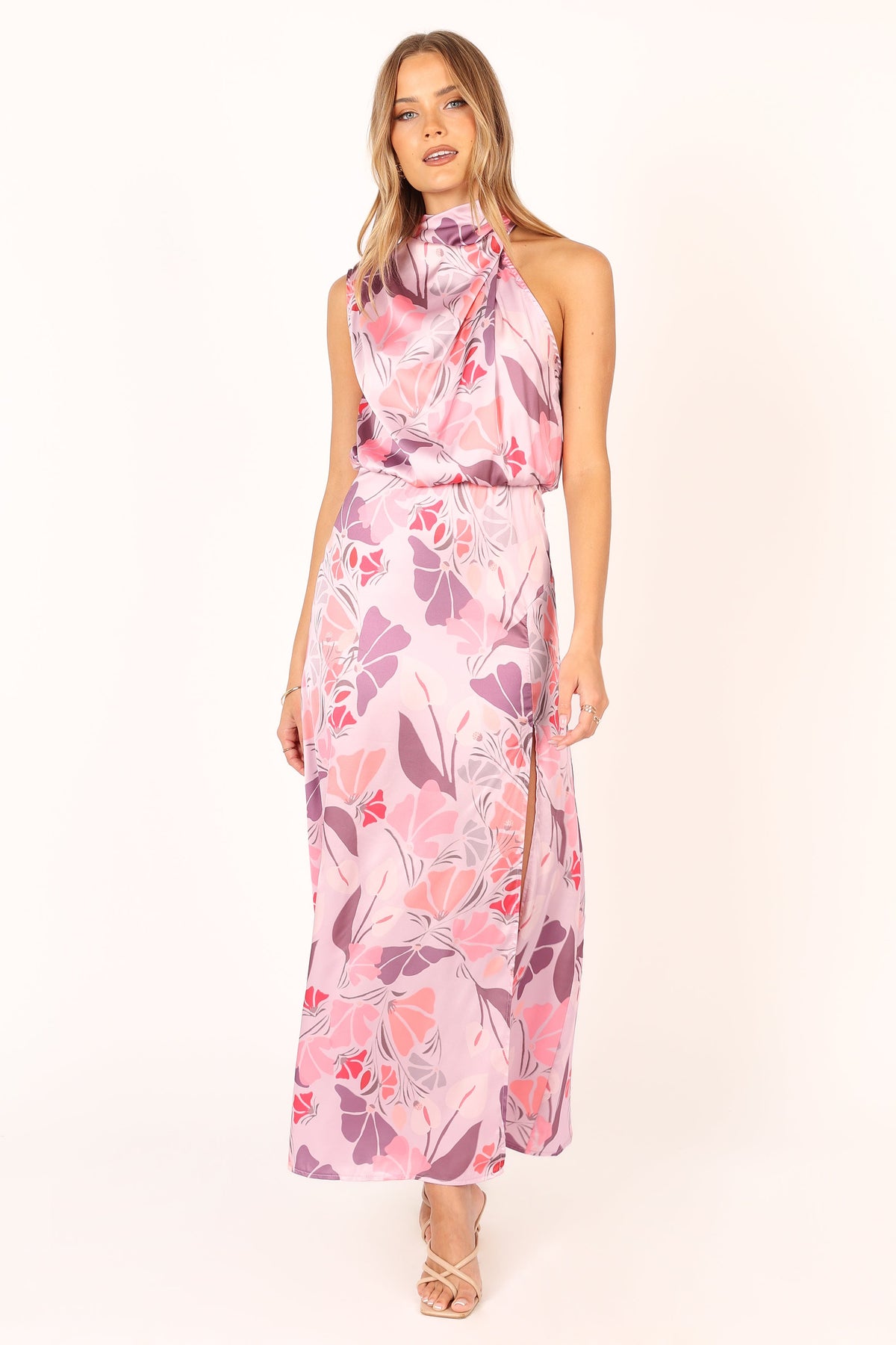 Petal and Pup USA DRESSES Amelia Halterneck Maxi Dress - Pink Floral