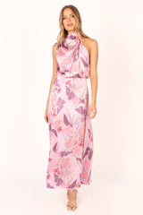 Petal and Pup USA DRESSES Amelia Halterneck Maxi Dress - Pink Floral