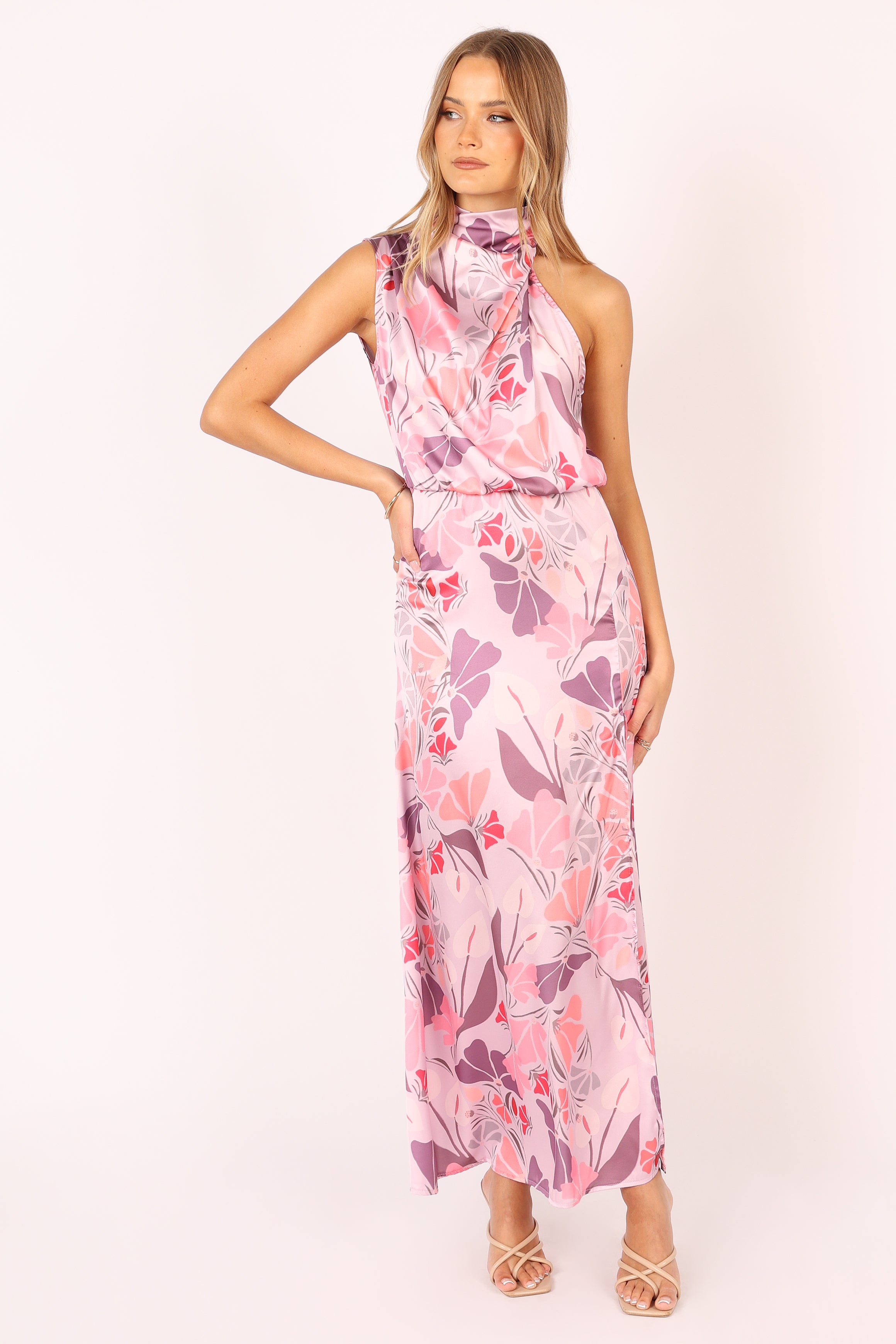 Petal and Pup USA DRESSES Amelia Halterneck Maxi Dress - Pink Floral