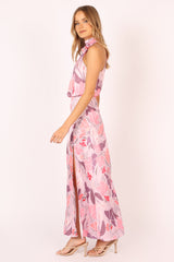 Petal and Pup USA DRESSES Amelia Halterneck Maxi Dress - Pink Floral