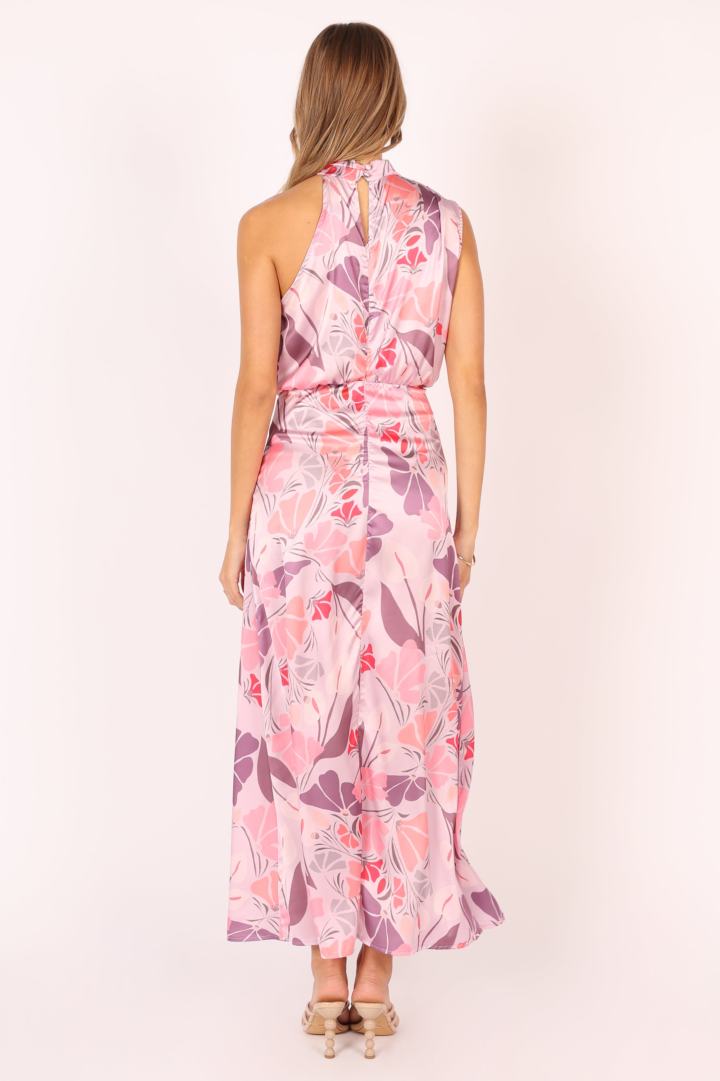 Petal and Pup USA DRESSES Amelia Halterneck Maxi Dress - Pink Floral