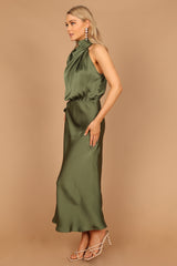 Petal and Pup USA DRESSES Amelie One Shoulder Maxi Dress - Olive