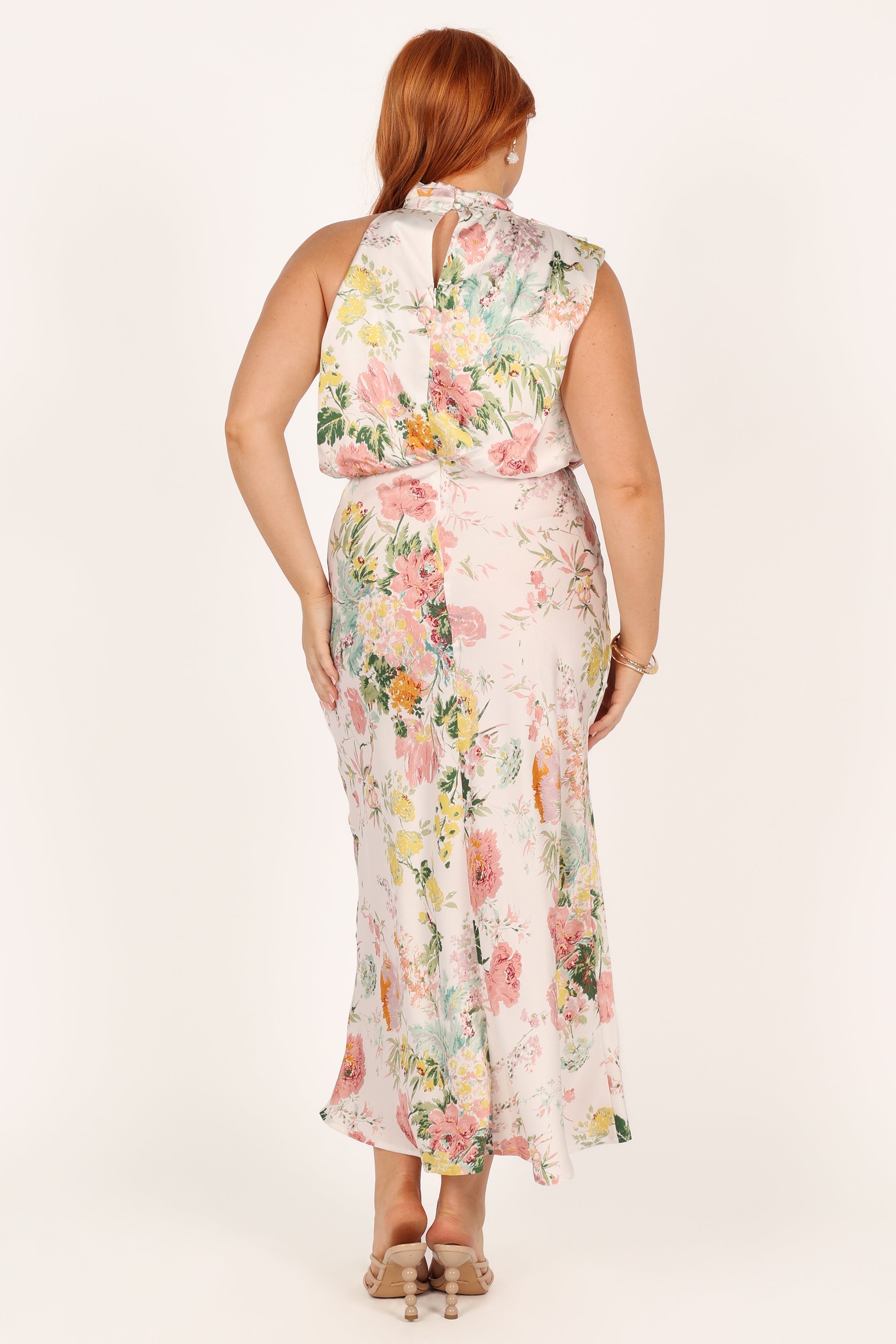 Petal and Pup USA DRESSES Anabelle Halter Neck Maxi Dress - White Floral