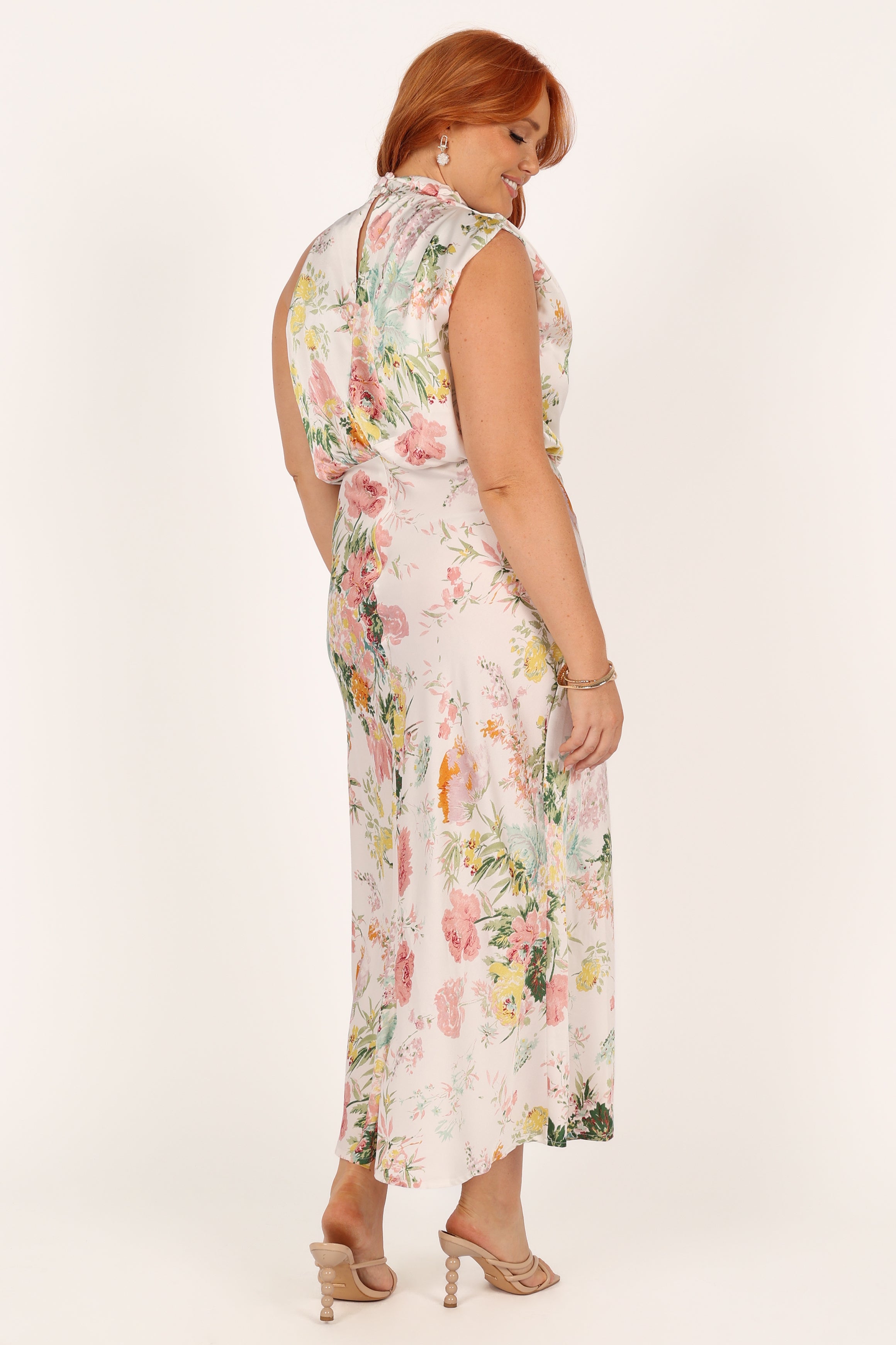 Petal and Pup USA DRESSES Anabelle Halter Neck Maxi Dress - White Floral