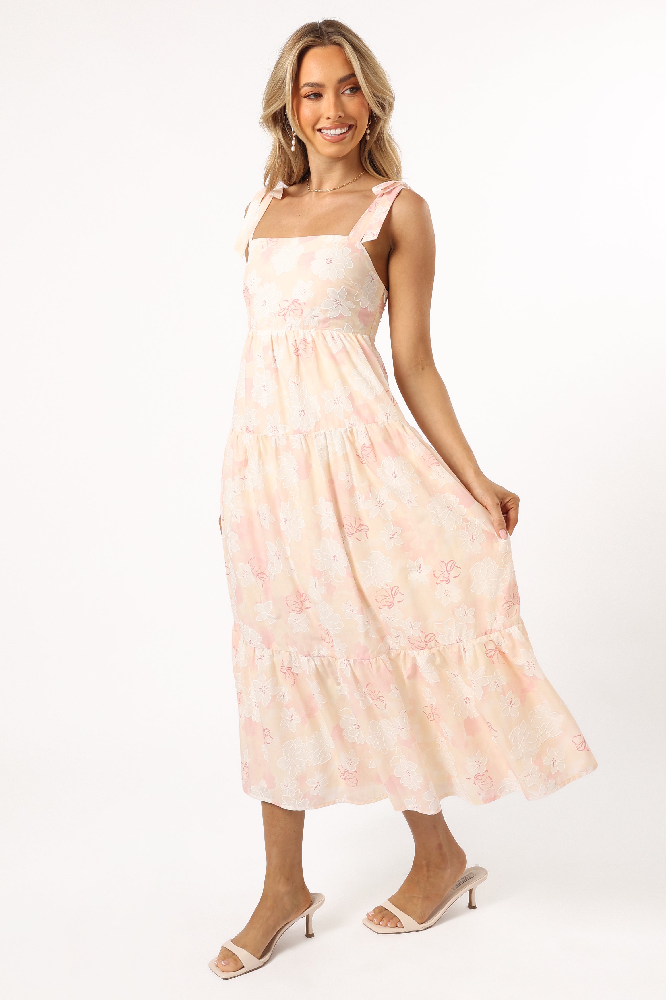 Petal and Pup USA DRESSES Andi Midi Dress - Pink White Floral