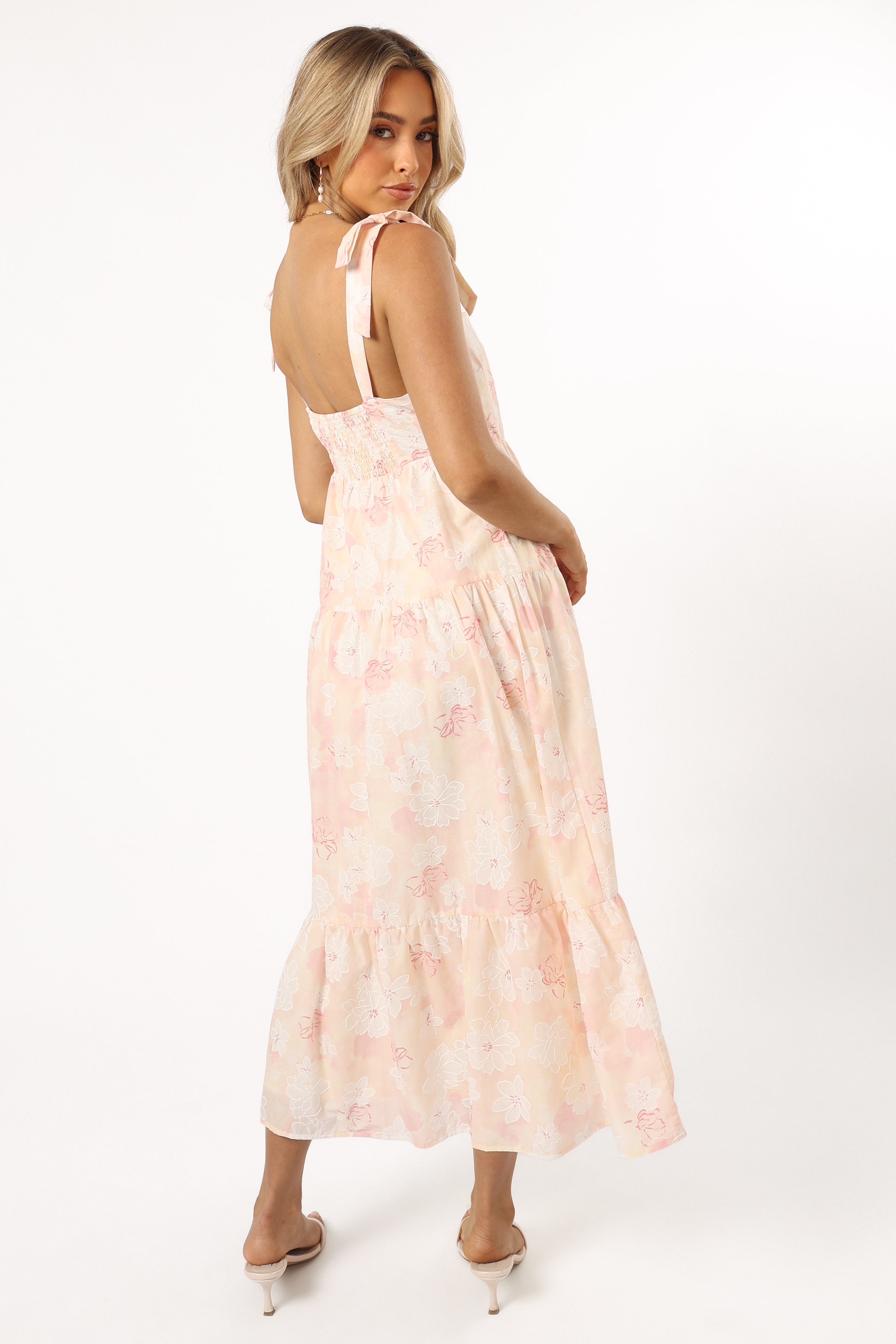 Petal and Pup USA DRESSES Andi Midi Dress - Pink White Floral