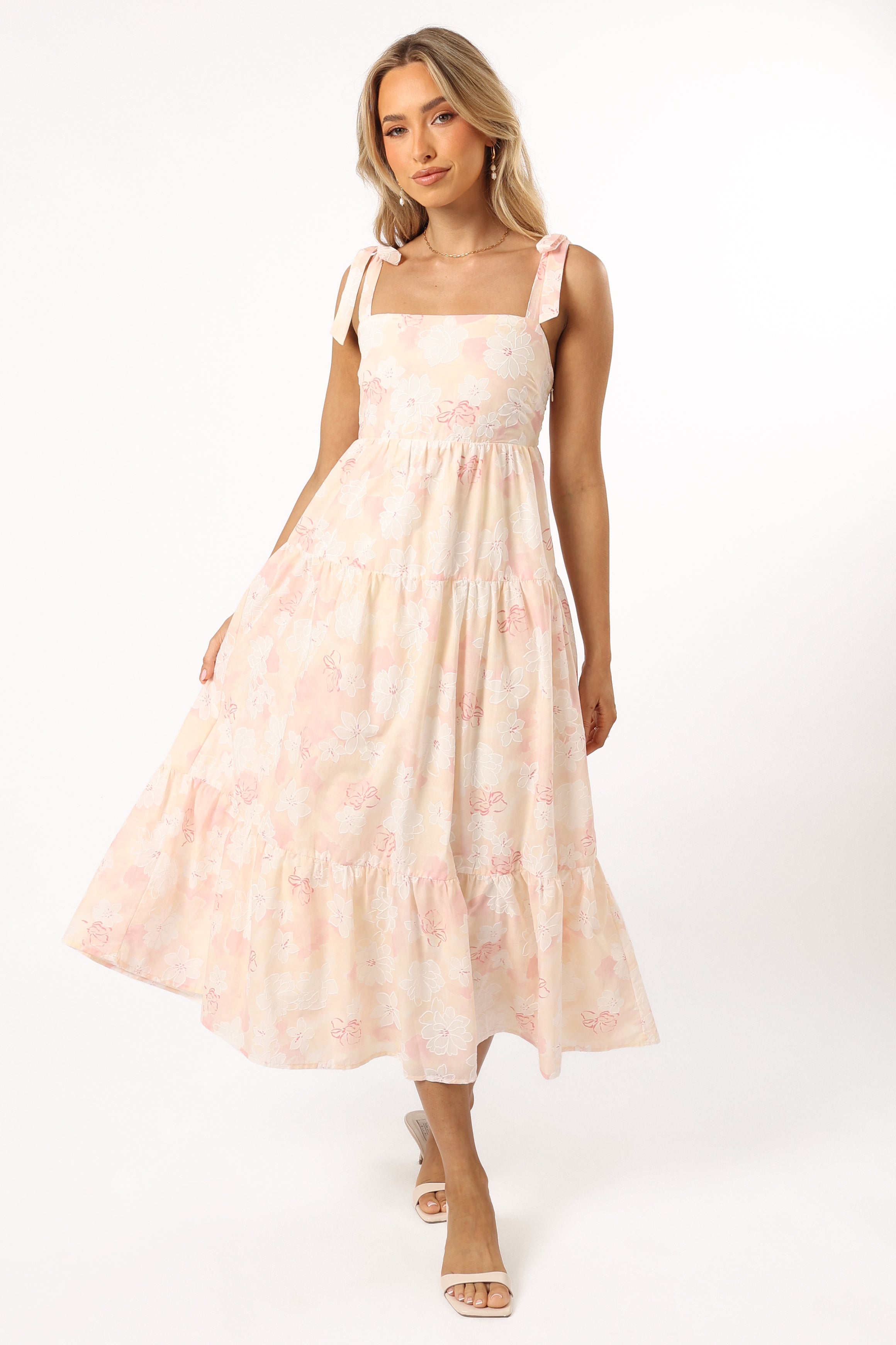 Petal and Pup USA DRESSES Andi Midi Dress - Pink White Floral