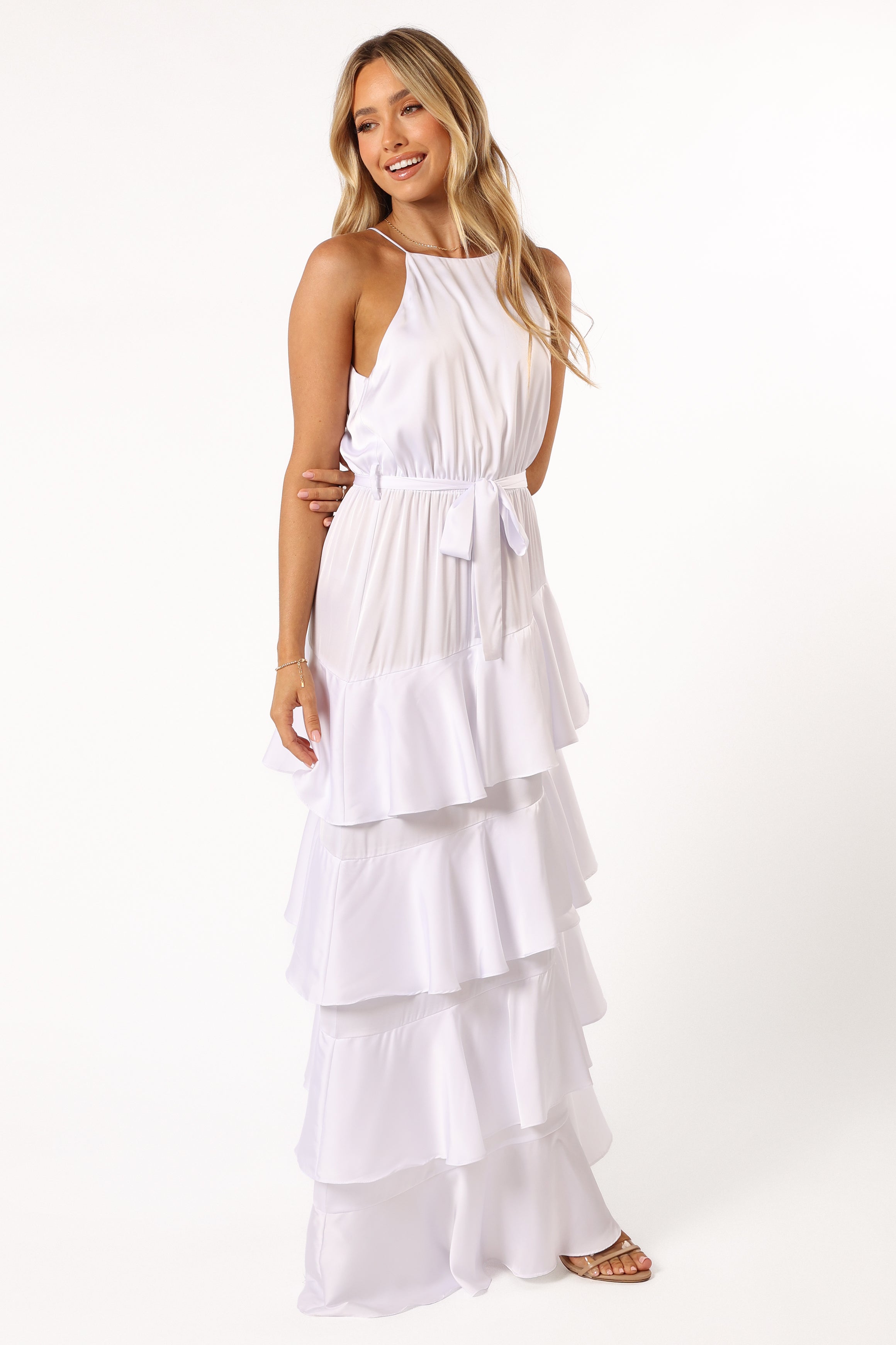 Petal and Pup USA DRESSES Annalise Tiered Maxi Dress - White