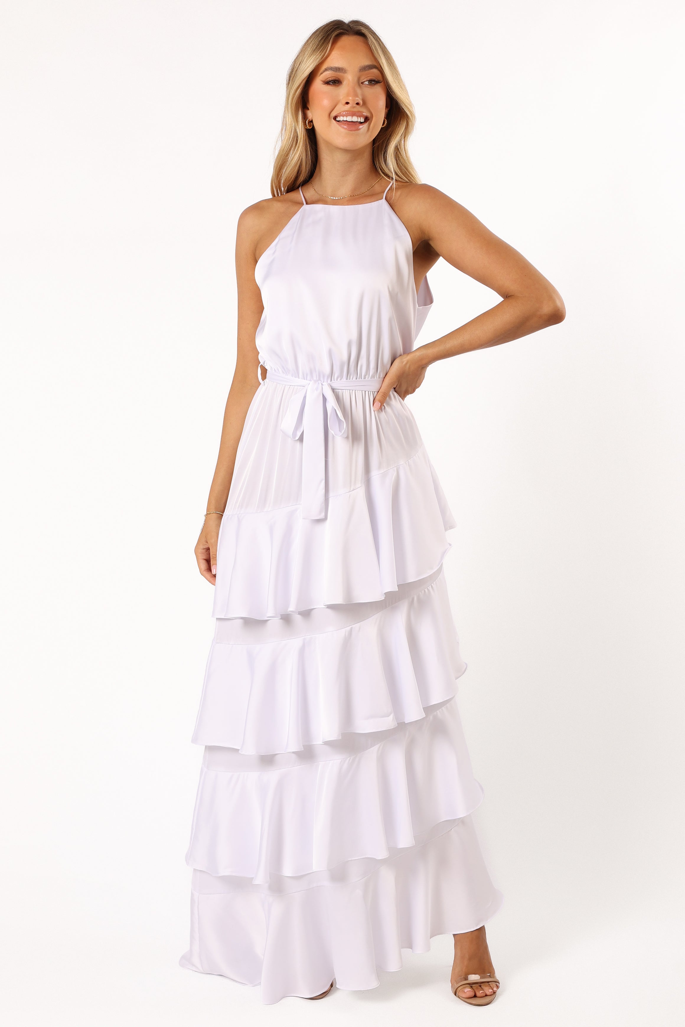 Petal and Pup USA DRESSES Annalise Tiered Maxi Dress - White
