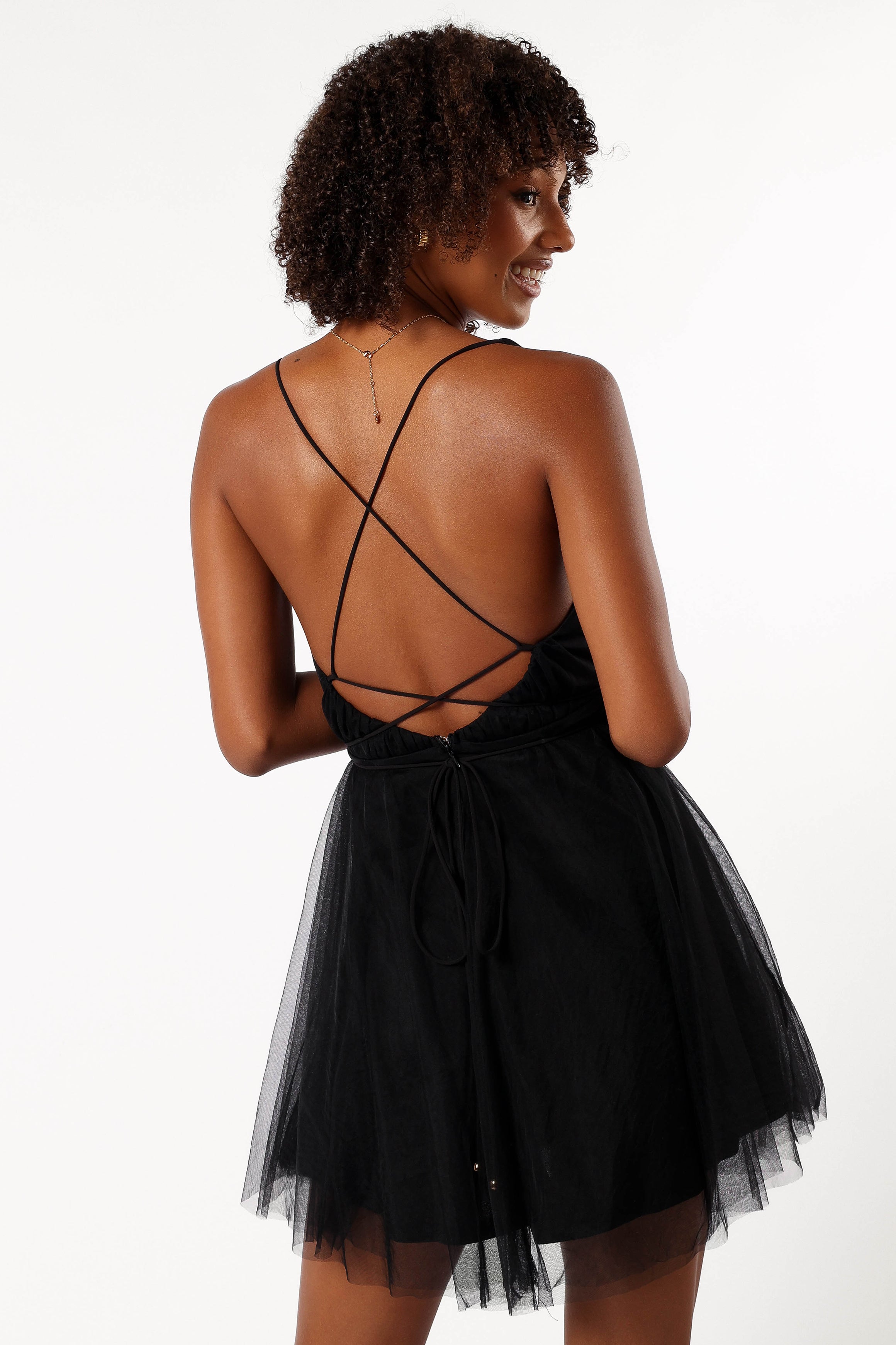 Petal and Pup USA DRESSES Arlowe Halterneck Mini Dress - Black