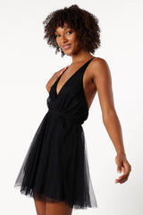 Petal and Pup USA DRESSES Arlowe Halterneck Mini Dress - Black