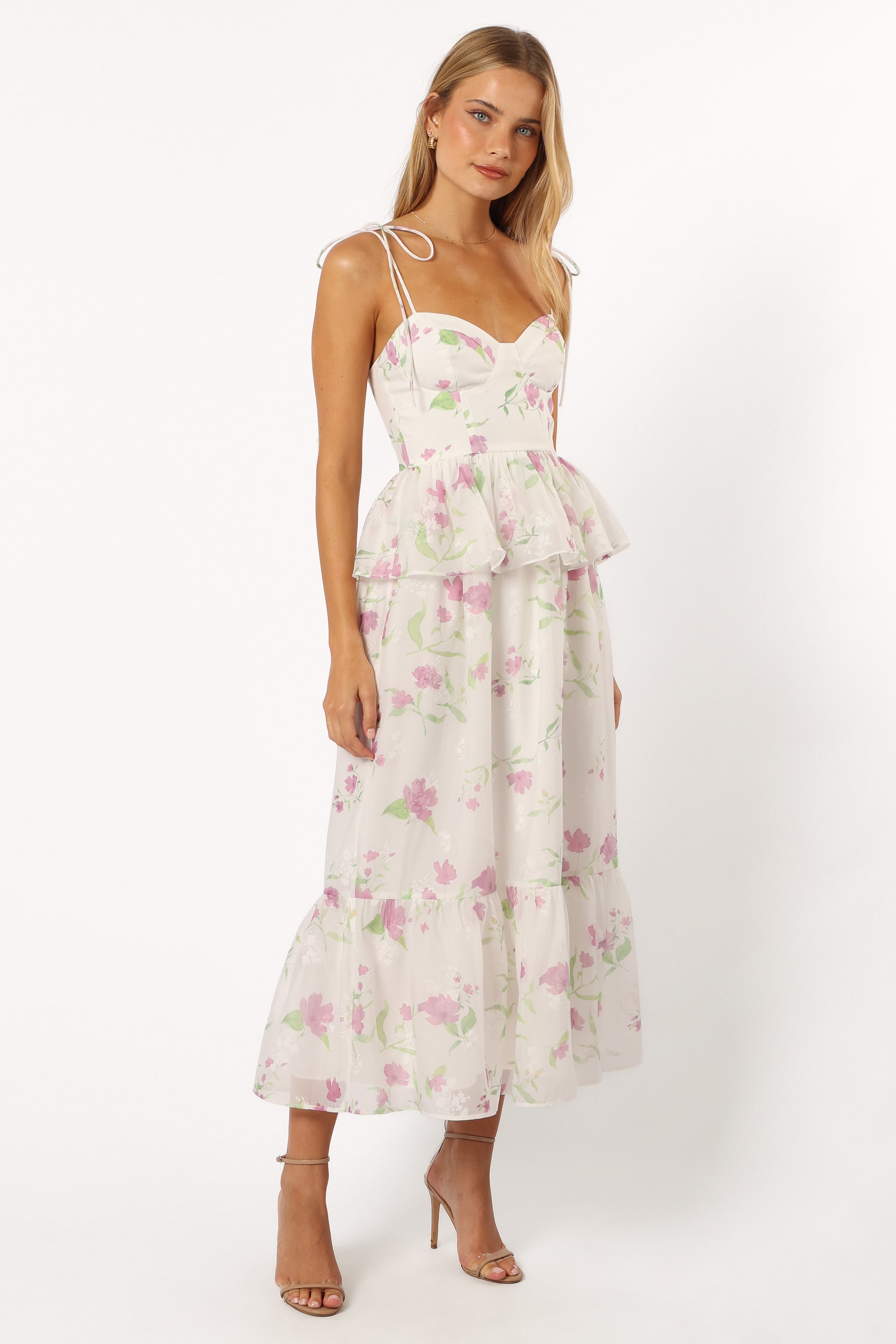 Petal and Pup USA DRESSES Armani Midi Dress - White Floral