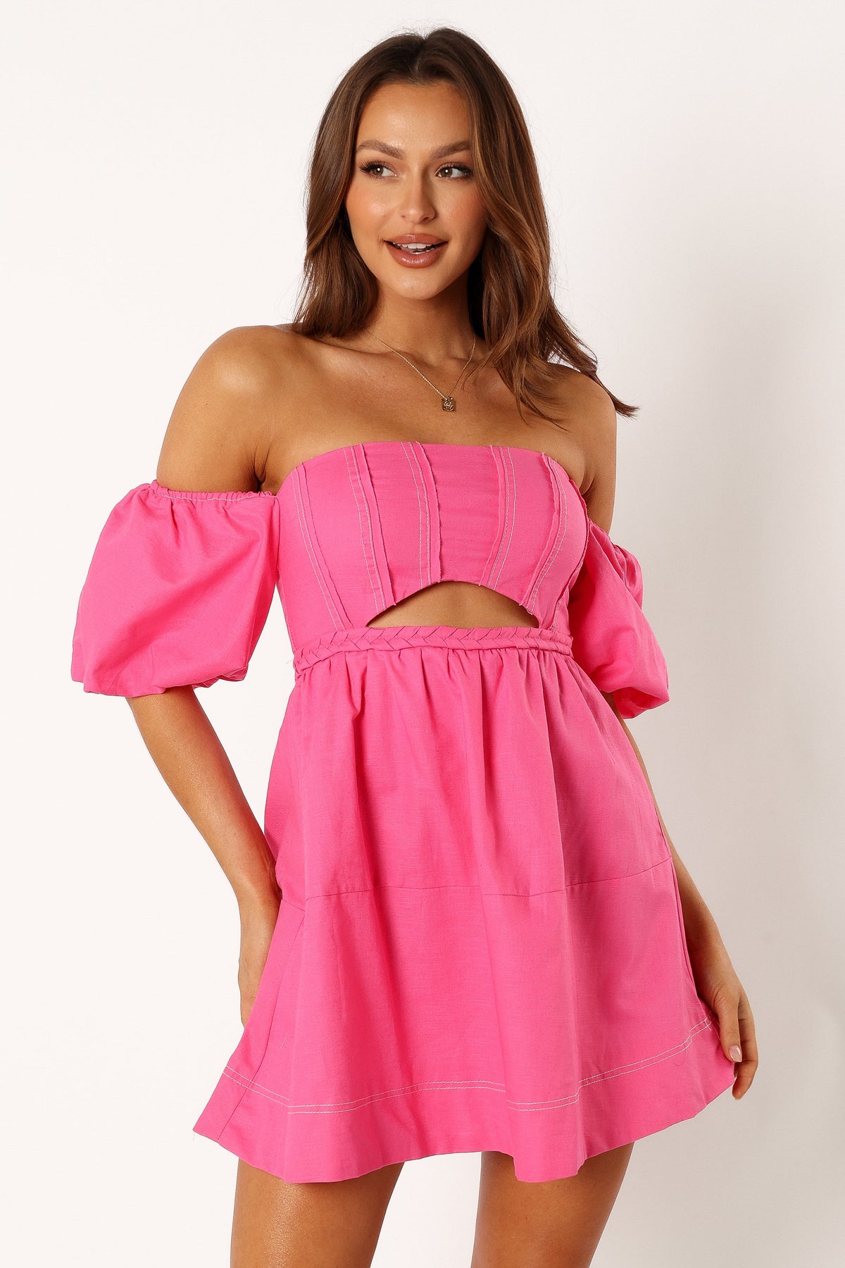 Petal and Pup USA DRESSES Aurora Off Shoulder Mini Dress - Pink