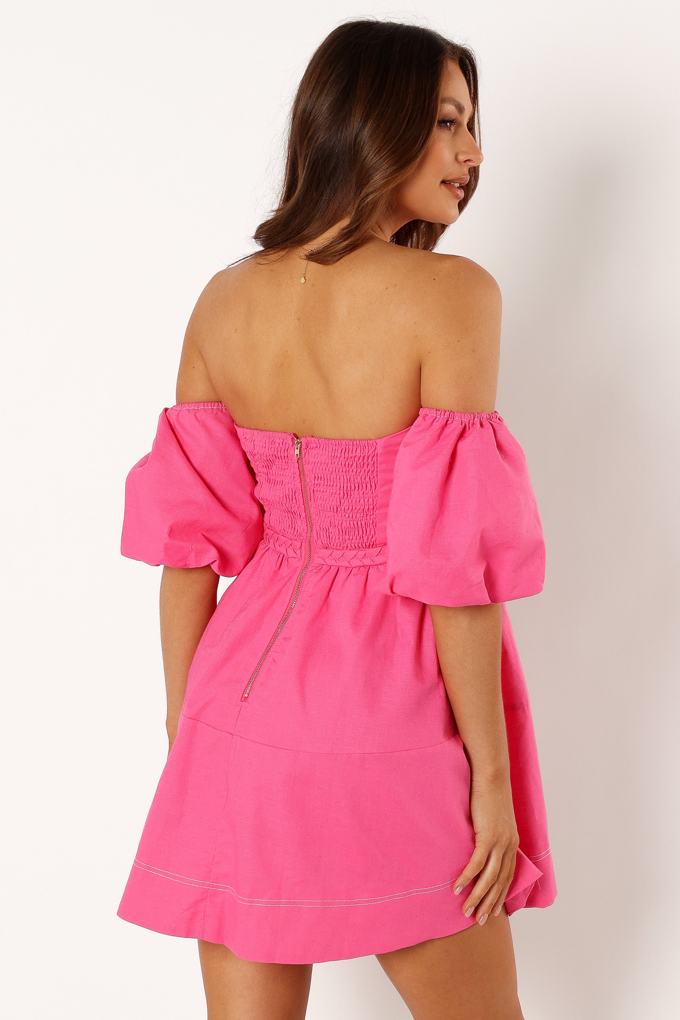 Petal and Pup USA DRESSES Aurora Off Shoulder Mini Dress - Pink