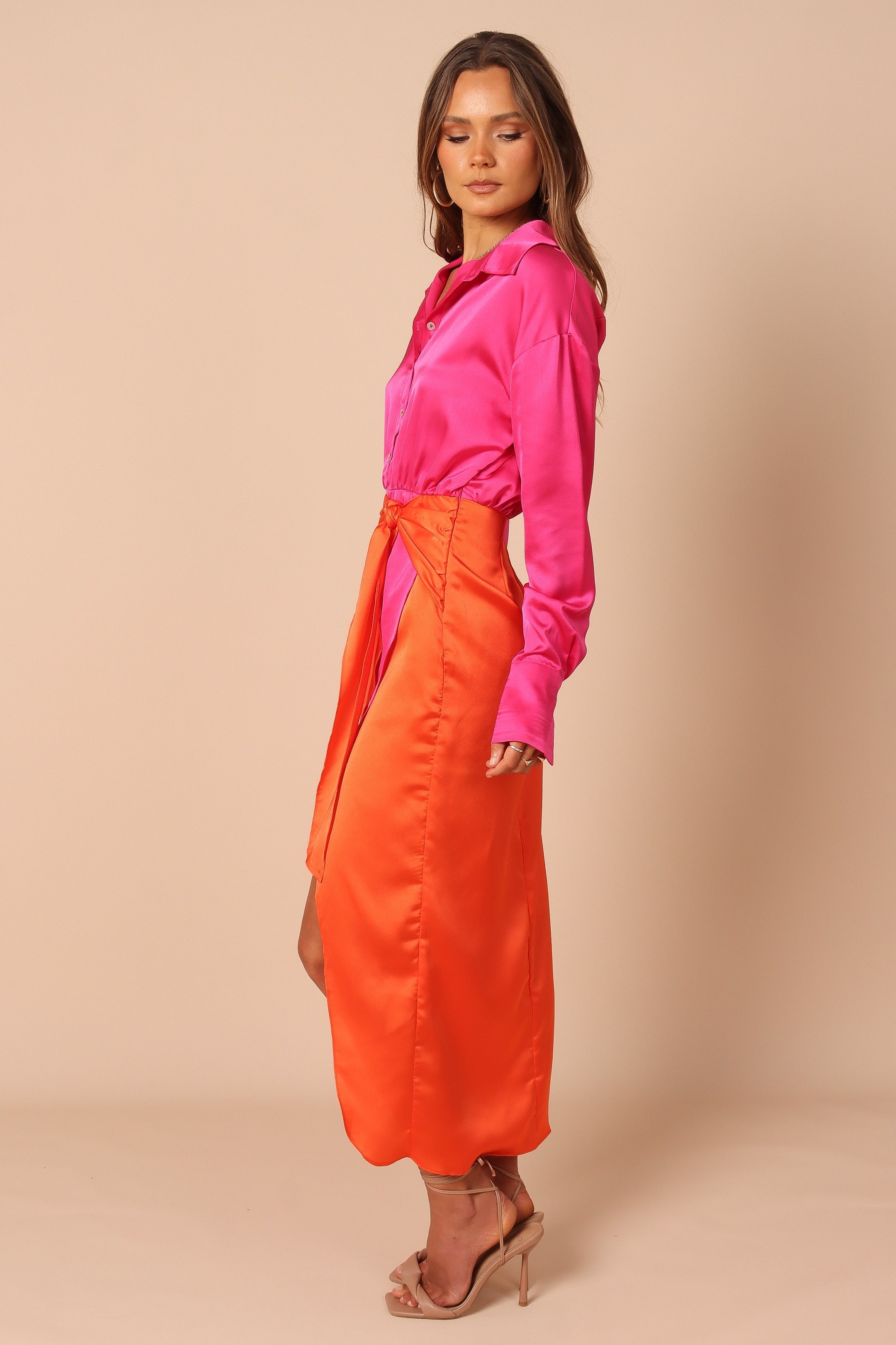 Petal and Pup USA DRESSES Austin Colourblock Wrap Dress - Pink/Orange