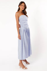 Petal and Pup USA DRESSES Avalee Strapless Maxi Dress - Blue Stripe