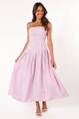Petal and Pup USA DRESSES Avalee Strapless Maxi Dress - Pink Stripe