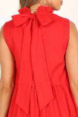 Petal and Pup USA DRESSES Bradshaw Tiered Mini Dress - Red/Pink