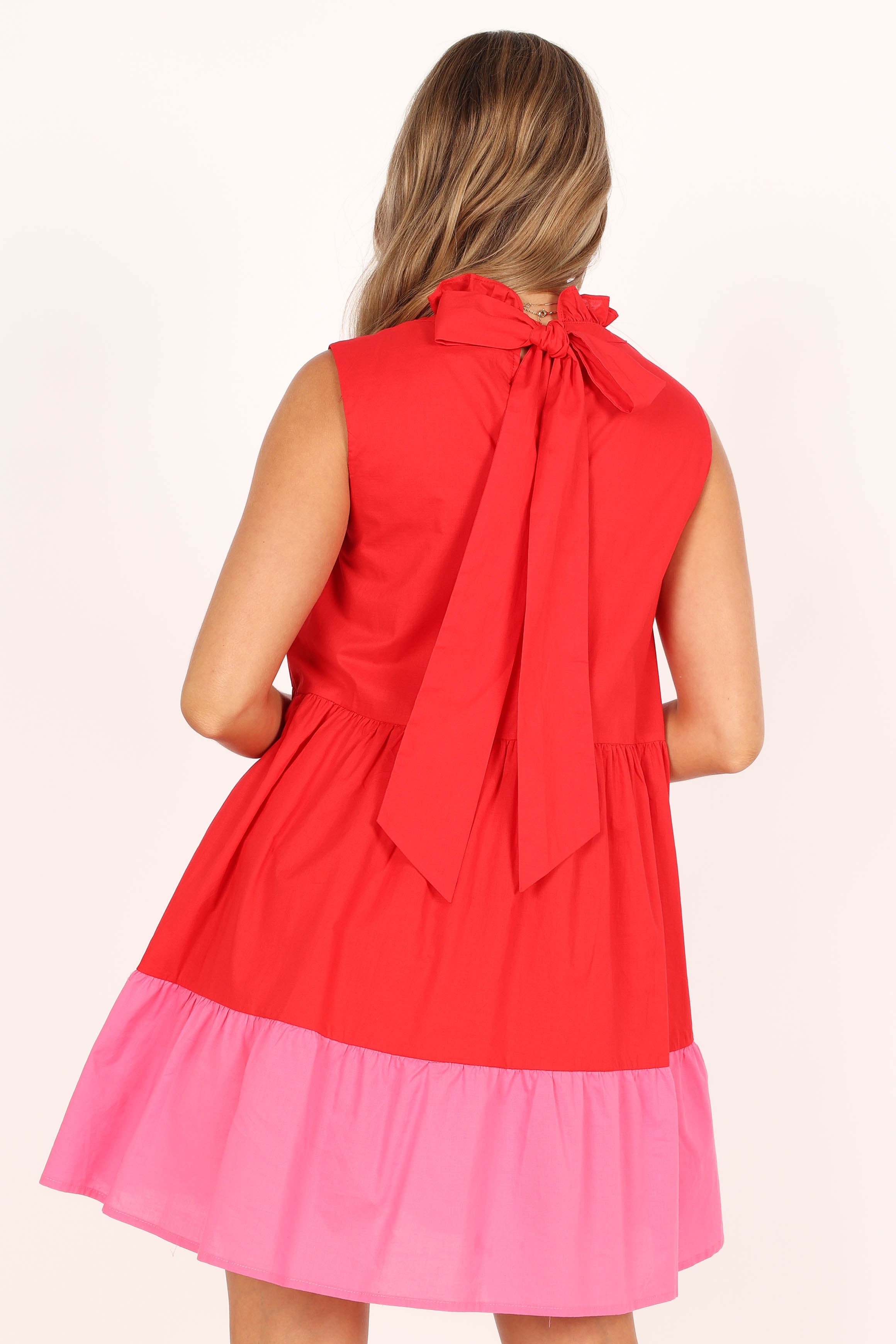 Petal and Pup USA DRESSES Bradshaw Tiered Mini Dress - Red/Pink