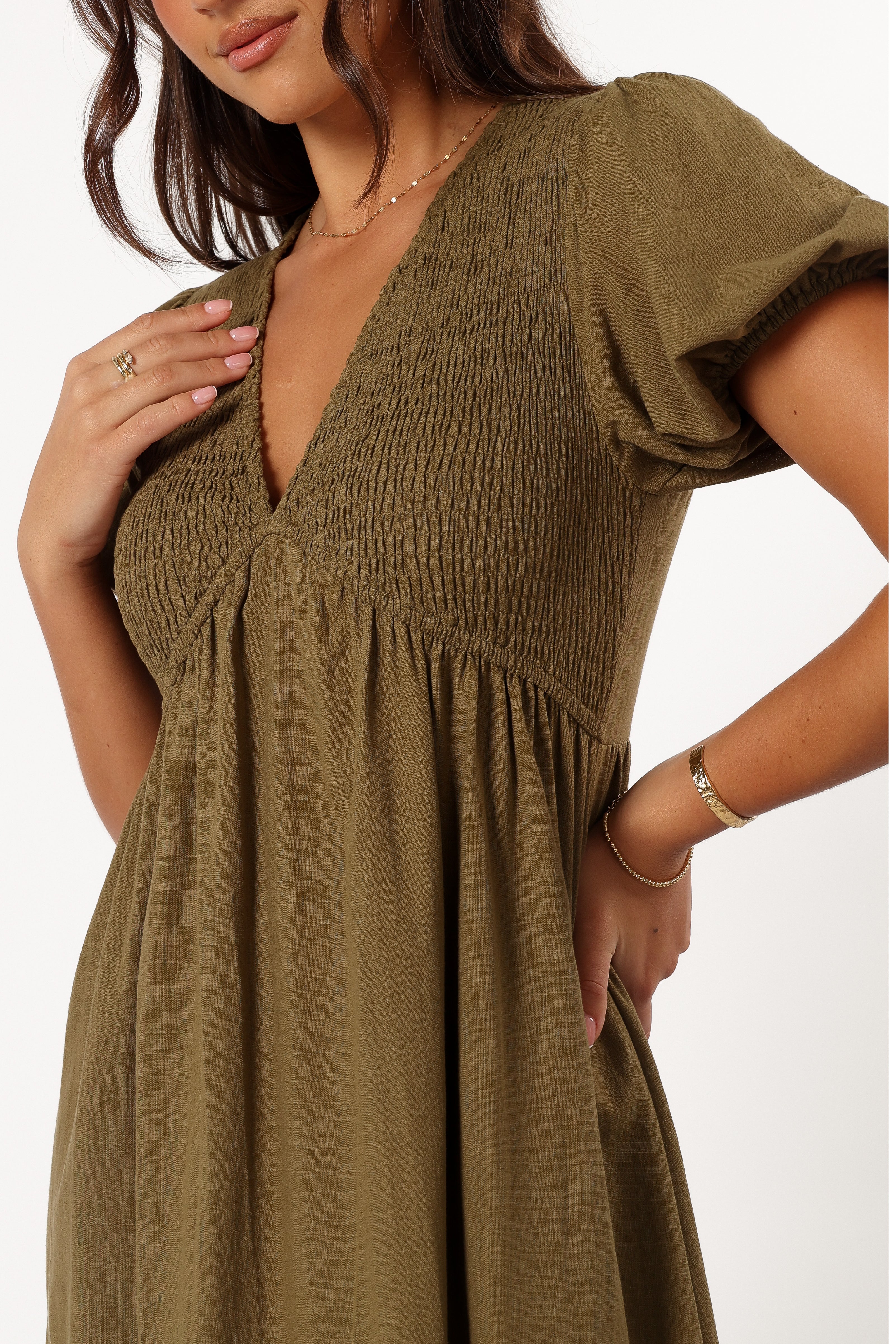 Petal and Pup USA DRESSES Brooke Midi Dress - Khaki