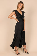Petal and Pup USA DRESSES Cally Frill Shoulder Maxi Dress - Black