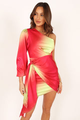Petal and Pup USA DRESSES Calor One Sleeve Mini Dress - Pink Lime