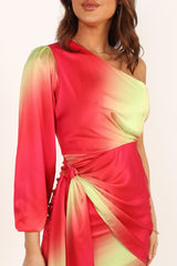 Petal and Pup USA DRESSES Calor One Sleeve Mini Dress - Pink Lime