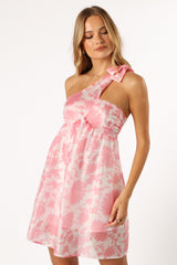 Petal and Pup USA DRESSES Calvin One Shoulder Mini Dress - Pink Floral