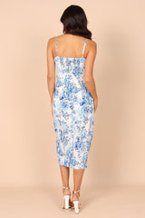 Petal and Pup USA DRESSES Cassini Corset Ruched Midi Dress - Blue