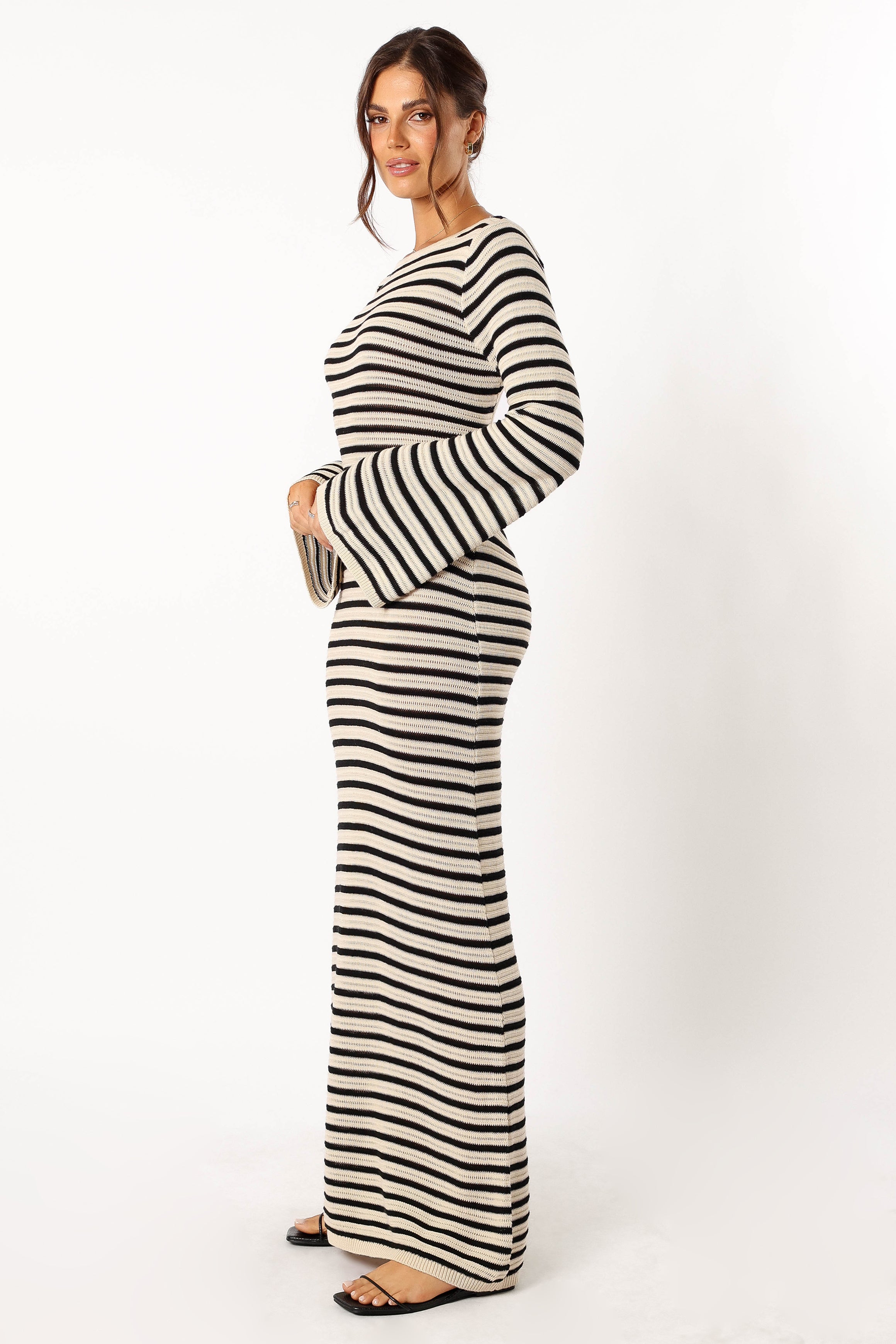 Petal and Pup USA DRESSES Cherie Knit Maxi Dress - Sand Black