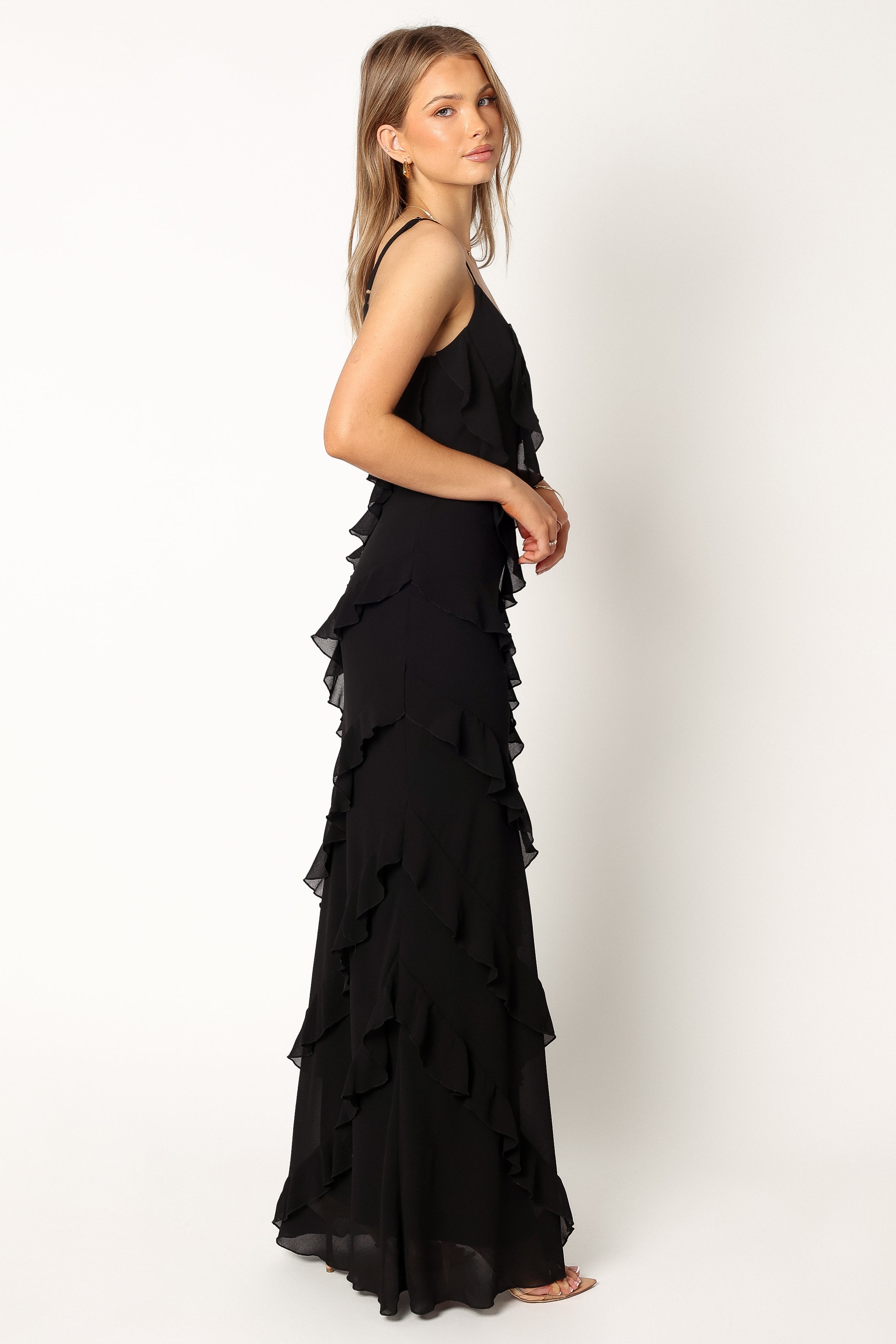 Petal and Pup USA DRESSES Ciao Ruffles Maxi Dress - Black