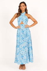 DRESSES Clover Halterneck Midi Dress - Blue Floral