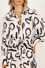 Petal and Pup USA DRESSES Cosmo Wrap Mini Dress - White/Black