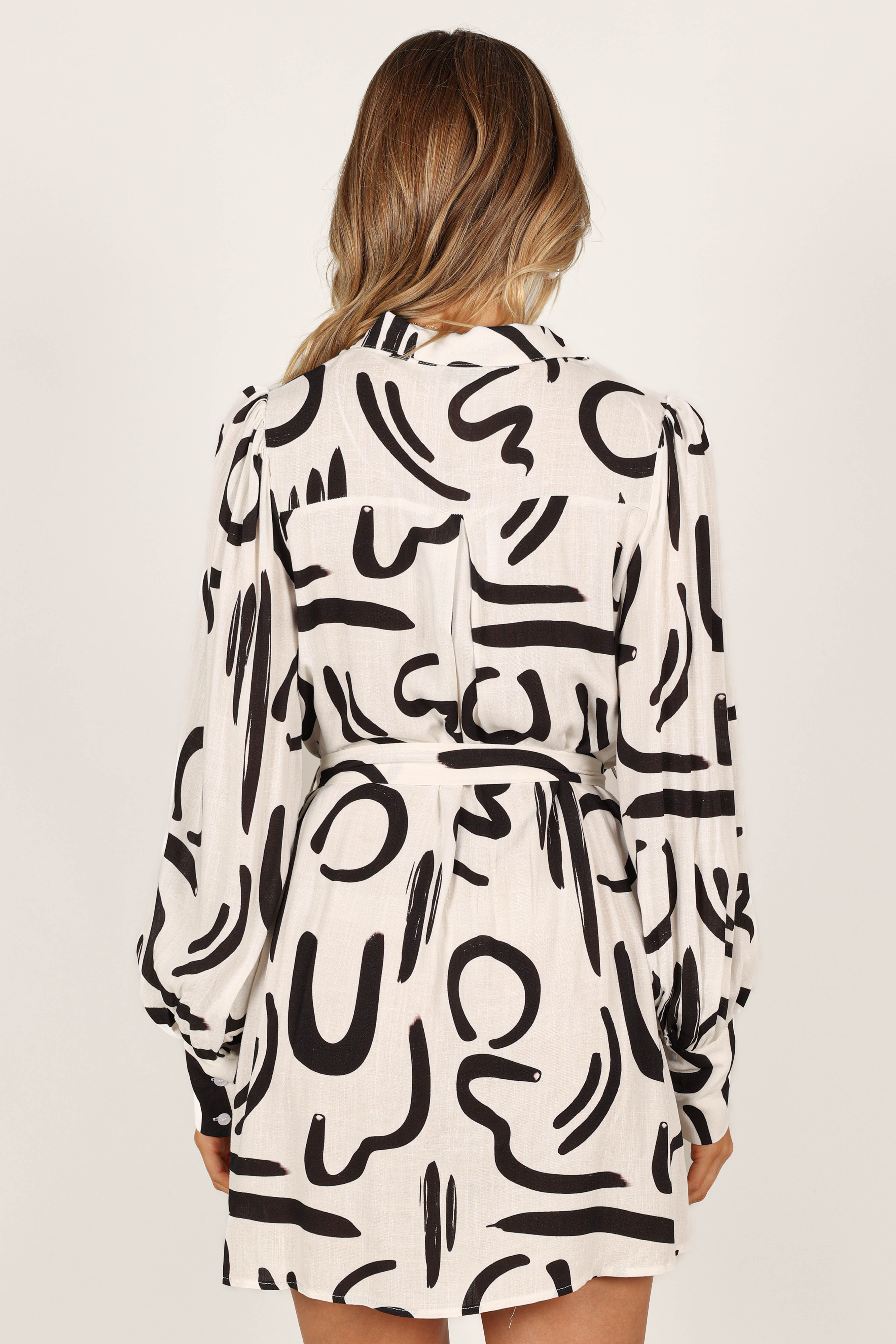 Petal and Pup USA DRESSES Cosmo Wrap Mini Dress - White/Black