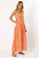 Petal and Pup USA DRESSES Dalton Cut Out Maxi Dress - Orange Print