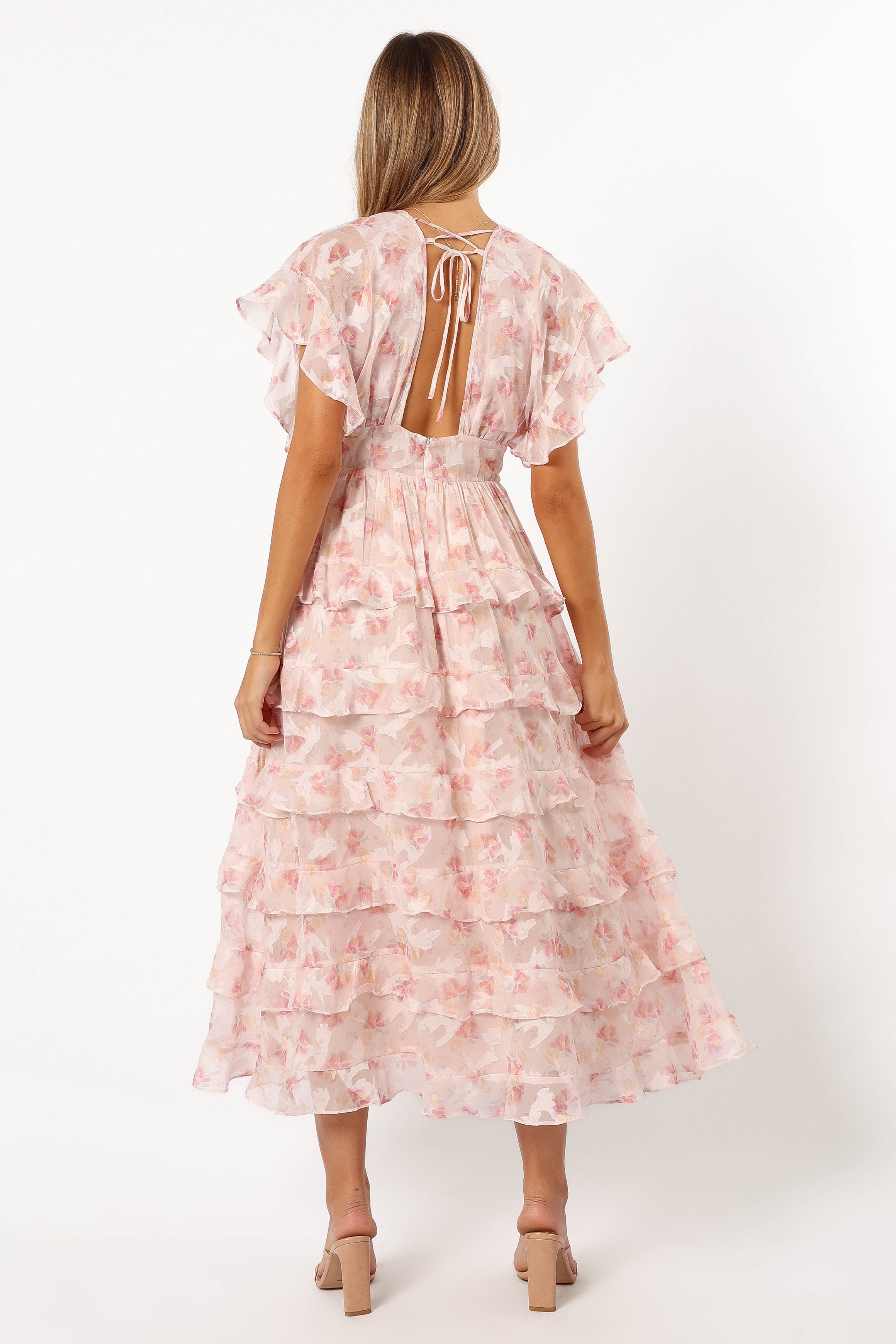 Petal and Pup USA DRESSES Daphne Ruffle Midi Dress - Pink Orange