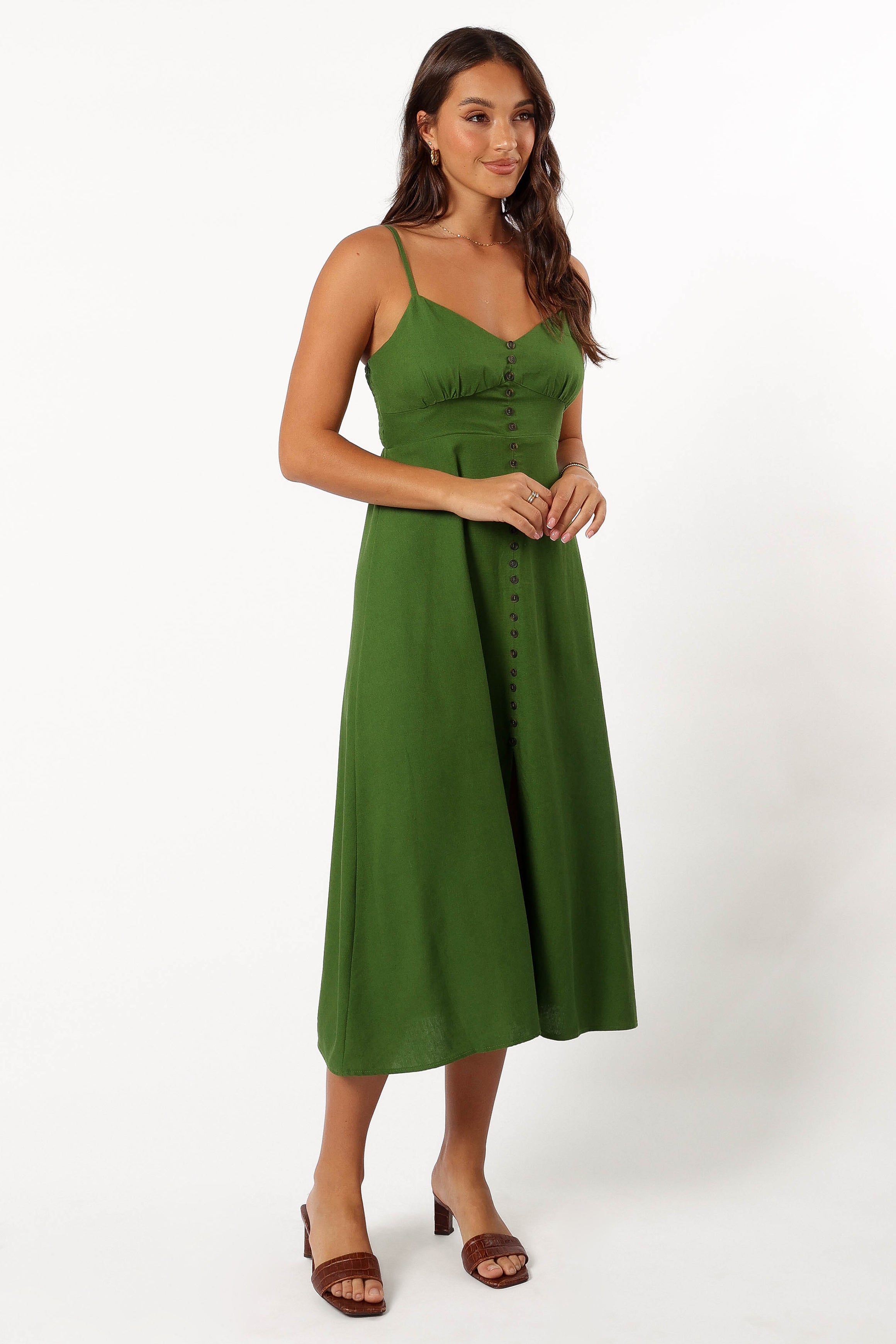 Petal and Pup USA DRESSES Darby Midi Dress - Ibiza Green