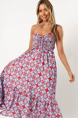Petal and Pup USA DRESSES Dayton Strapless Midi Dress - Red Blue