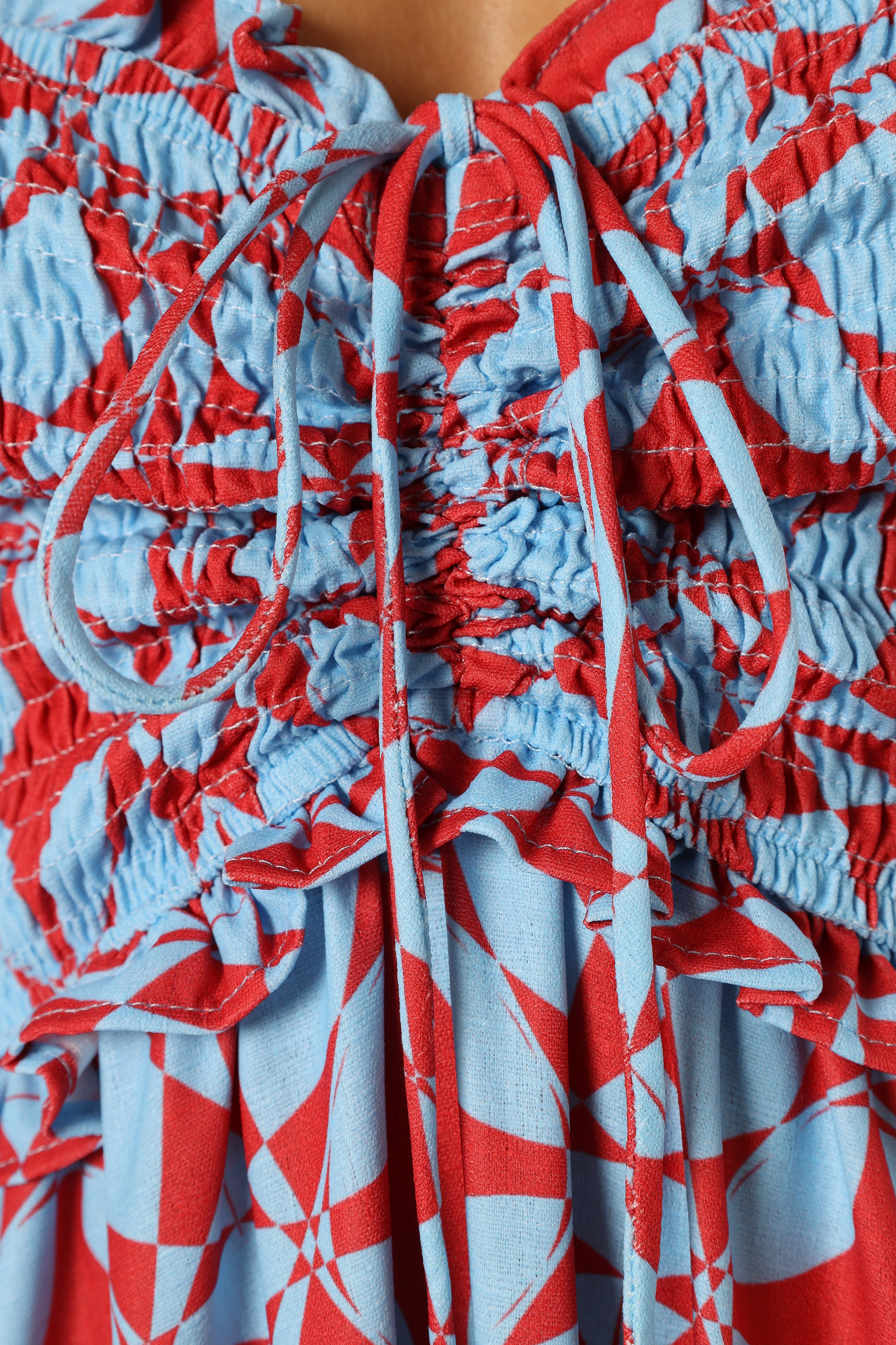 Petal and Pup USA DRESSES Dayton Strapless Midi Dress - Red Blue