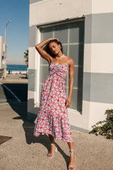 Petal and Pup USA DRESSES Dayton Strapless Midi Dress - Red Blue