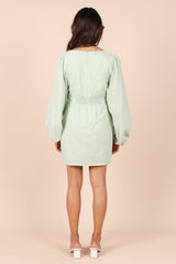 Petal and Pup USA DRESSES Emilina Long Sleeve Mini Dress - Sage