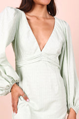 Petal and Pup USA DRESSES Emilina Long Sleeve Mini Dress - Sage