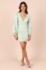 Petal and Pup USA DRESSES Emilina Long Sleeve Mini Dress - Sage