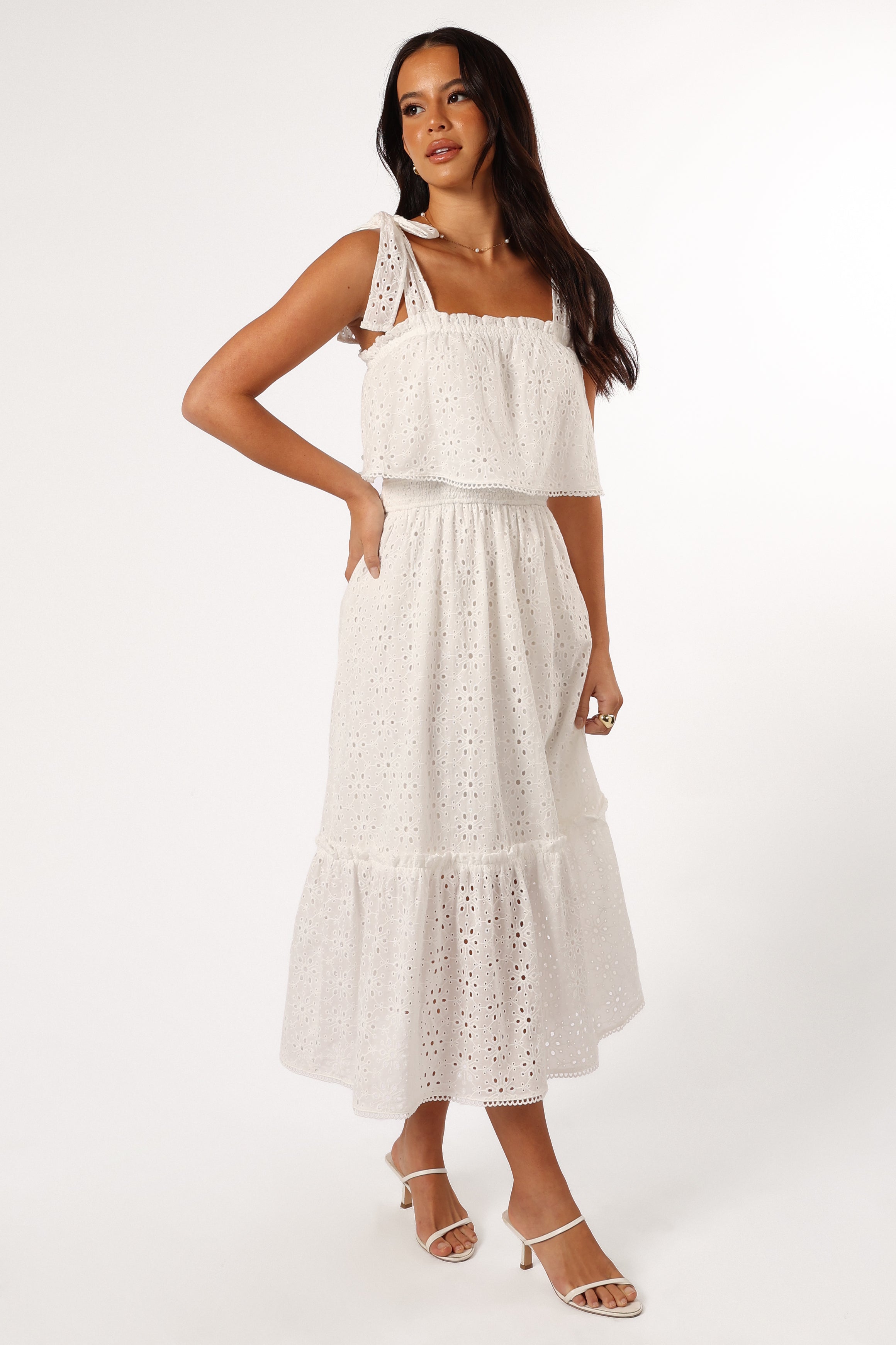 Petal and Pup USA DRESSES Esther Midi Dress - White