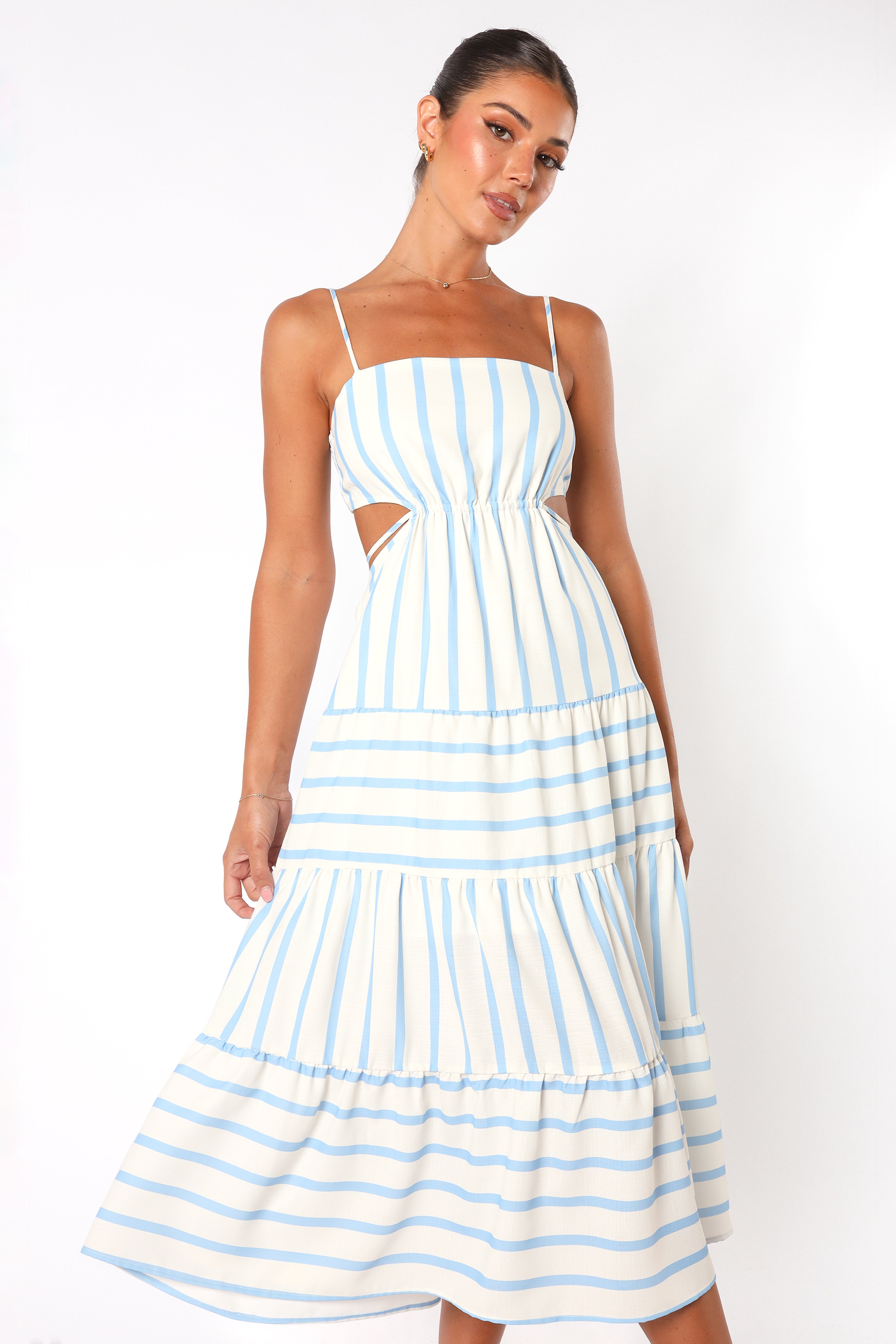 Petal and Pup USA DRESSES Evelin Midi Dress - Blue Stripe