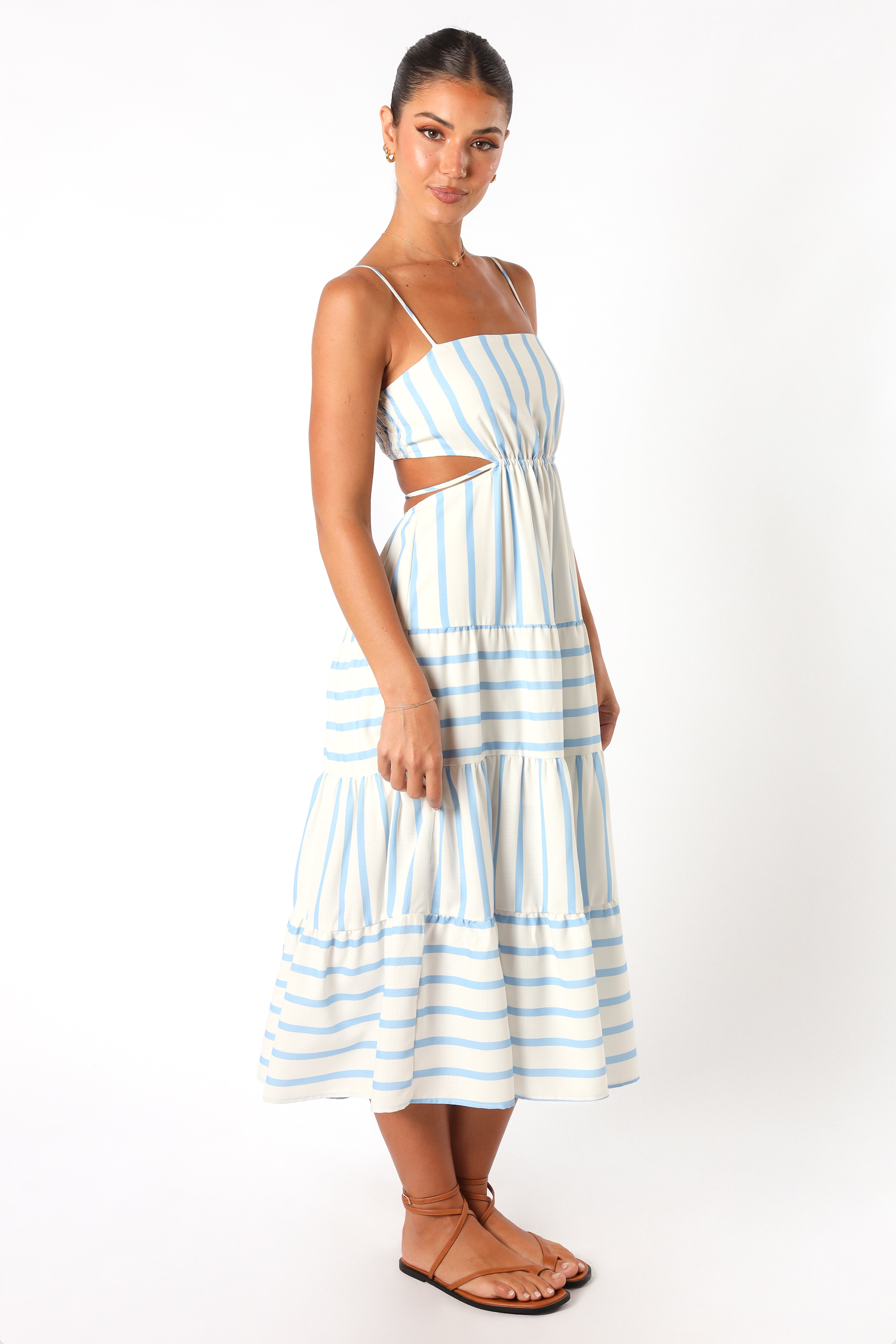 Petal and Pup USA DRESSES Evelin Midi Dress - Blue Stripe